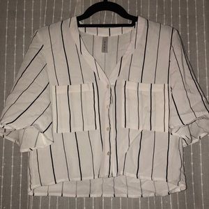 Striped Button down with A line Sleeves